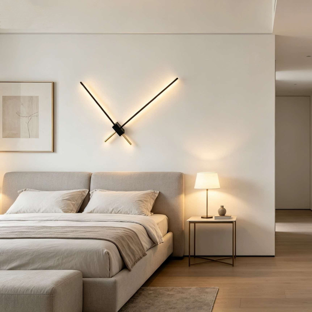 Aplique de Parede LED Design Cruzado 8W CCT – Preto e Dourado