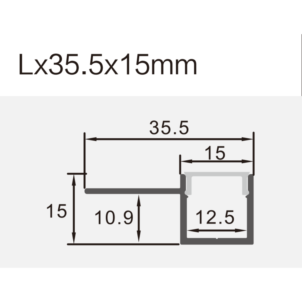 Perfil de Alumínio c/ Tampa 3615 2Metros p/ Fita LED - iLed7.com