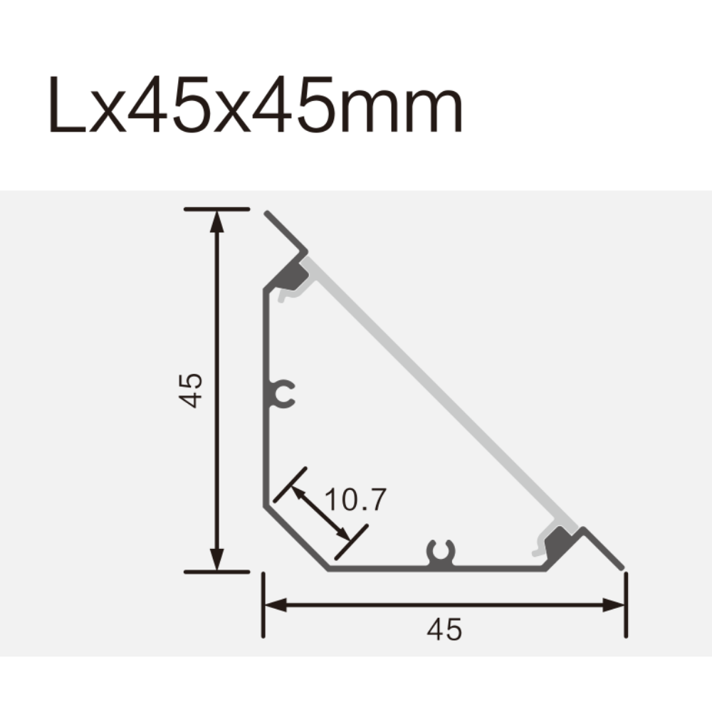 Perfil de Alumínio Triangular c/ Tampa 4545 2Metros p/ Fita LED - iLed7.com