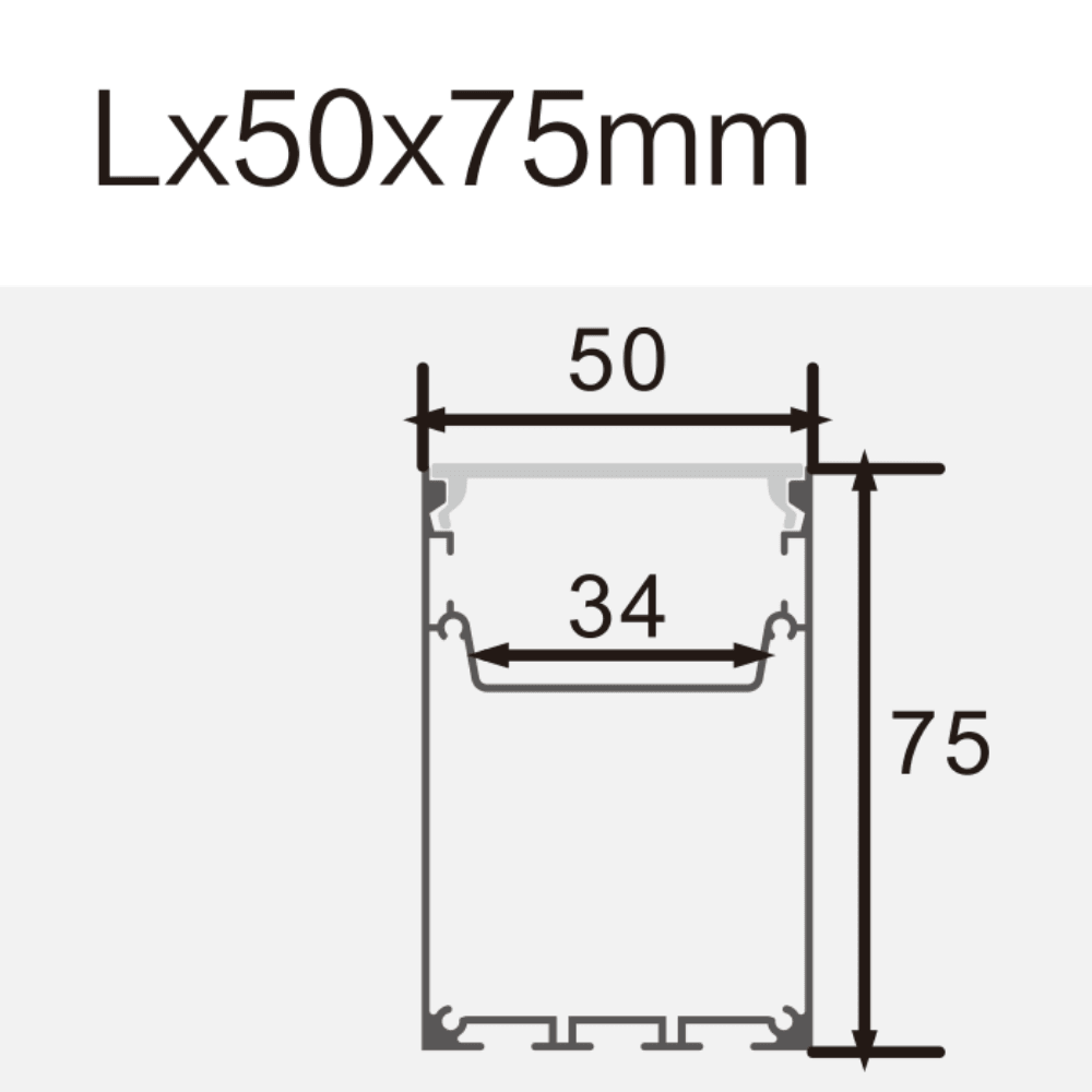 Perfil de Alumínio Retangular c/ Tampa 5075 2Metros p/ Fita LED - iLed7.com