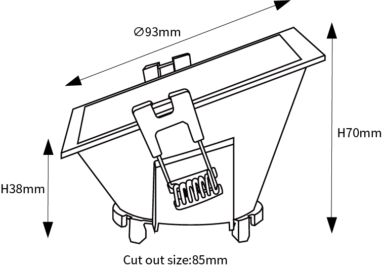 Aro Quadrado Downlight p/ Lâmpadas GU10 c/ Inclinação - iLed7.com