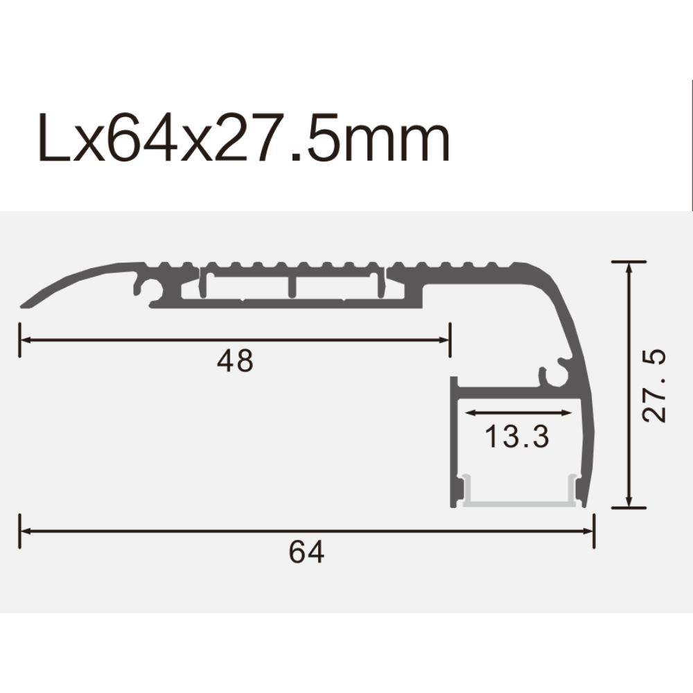 Perfil de Alumínio Inclinação c/ Tampa 6428 2Metros p/ Fita LED - iLed7.com