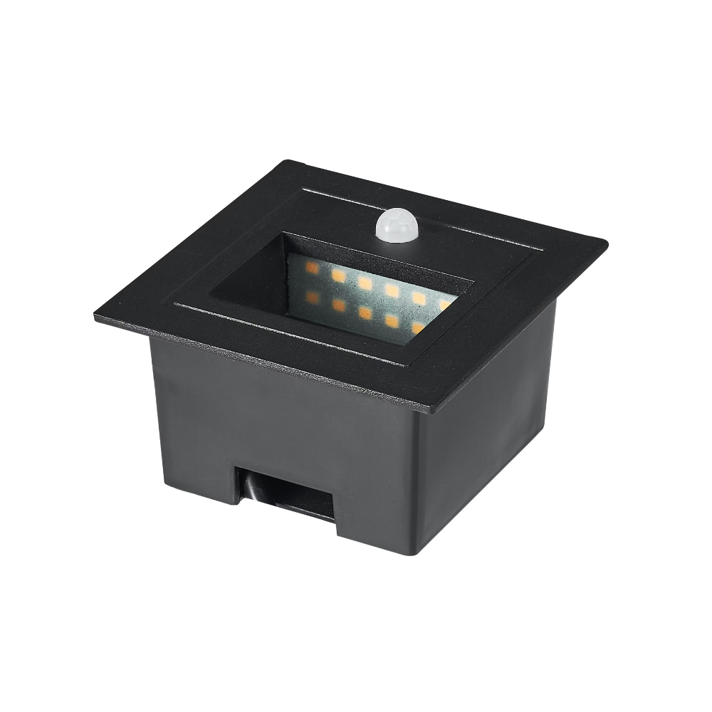 Balizador de Embutir Quadrado P/ Parede c/ Sensor 3W 3000K 300LM 86*86*H50mm IP65 LED7
