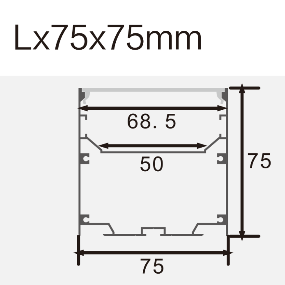 Perfil de Alumínio Retangular c/ Tampa 7575 2Metros p/ Fita LED - iLed7.com