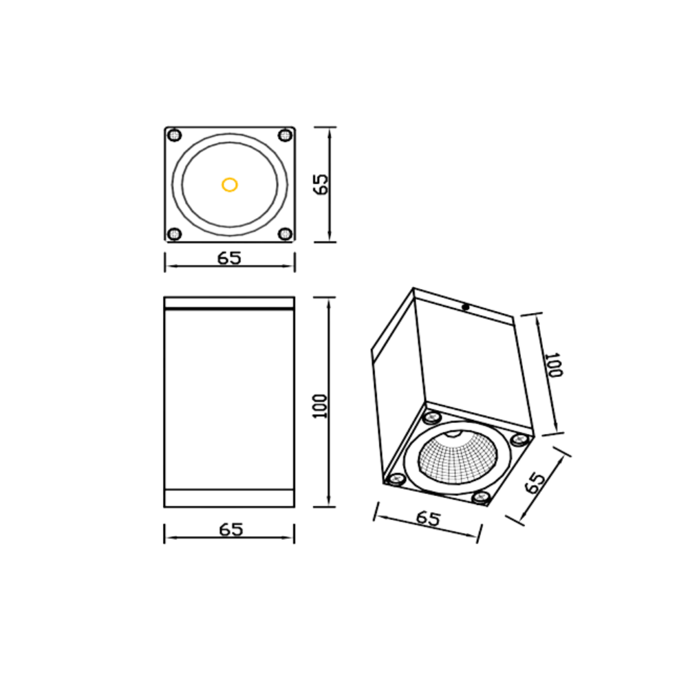 Aplique Cubo Cinza 7W 4000K 700lm IP54 - iLed7.com