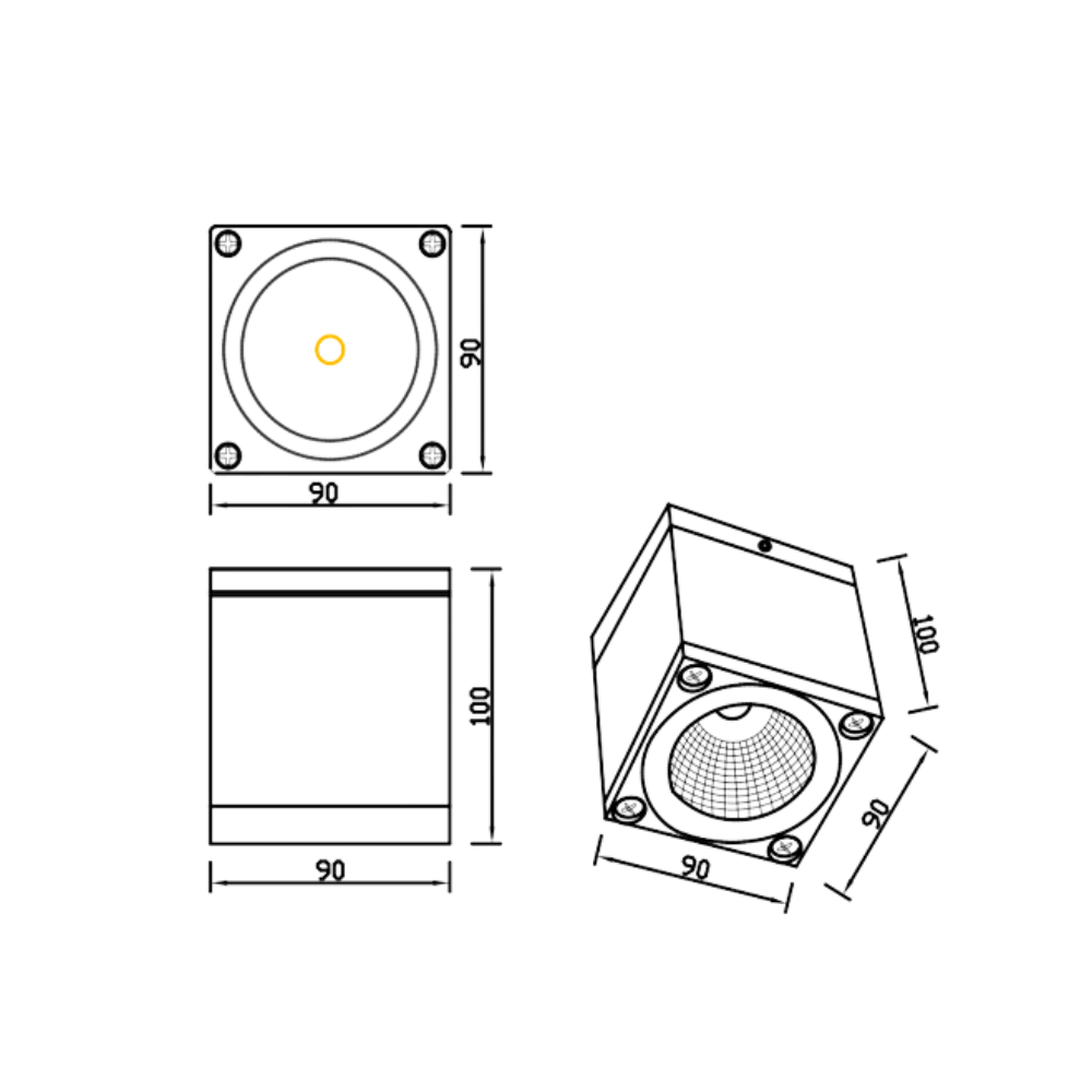 Aplique Cubo Cinza P/ Lâmpda GU10 - iLed7.com