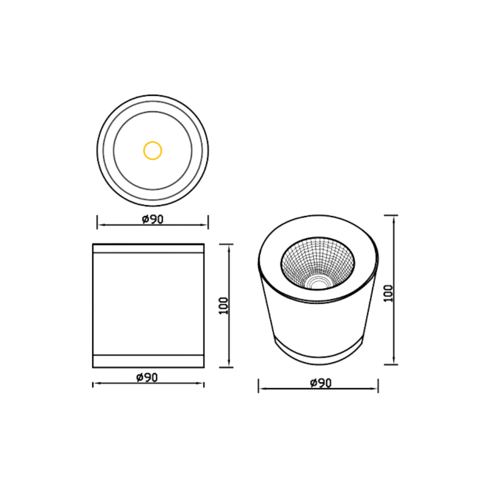 Aplique Cubo Redondo 12W 4000K 1200lm IP54 - iLed7.com