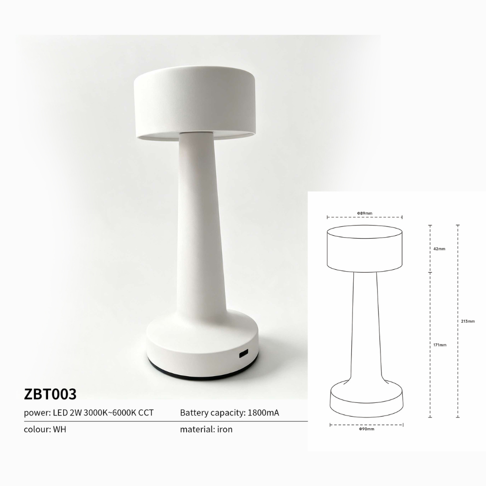 Mini Candeeiro LED de Mesa 2W Branco CCT Recarregável LED7