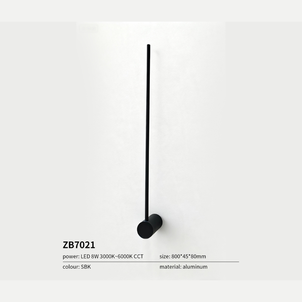 Aplique de Parede LED Linear para Cama 8W CCT Preto LED7
