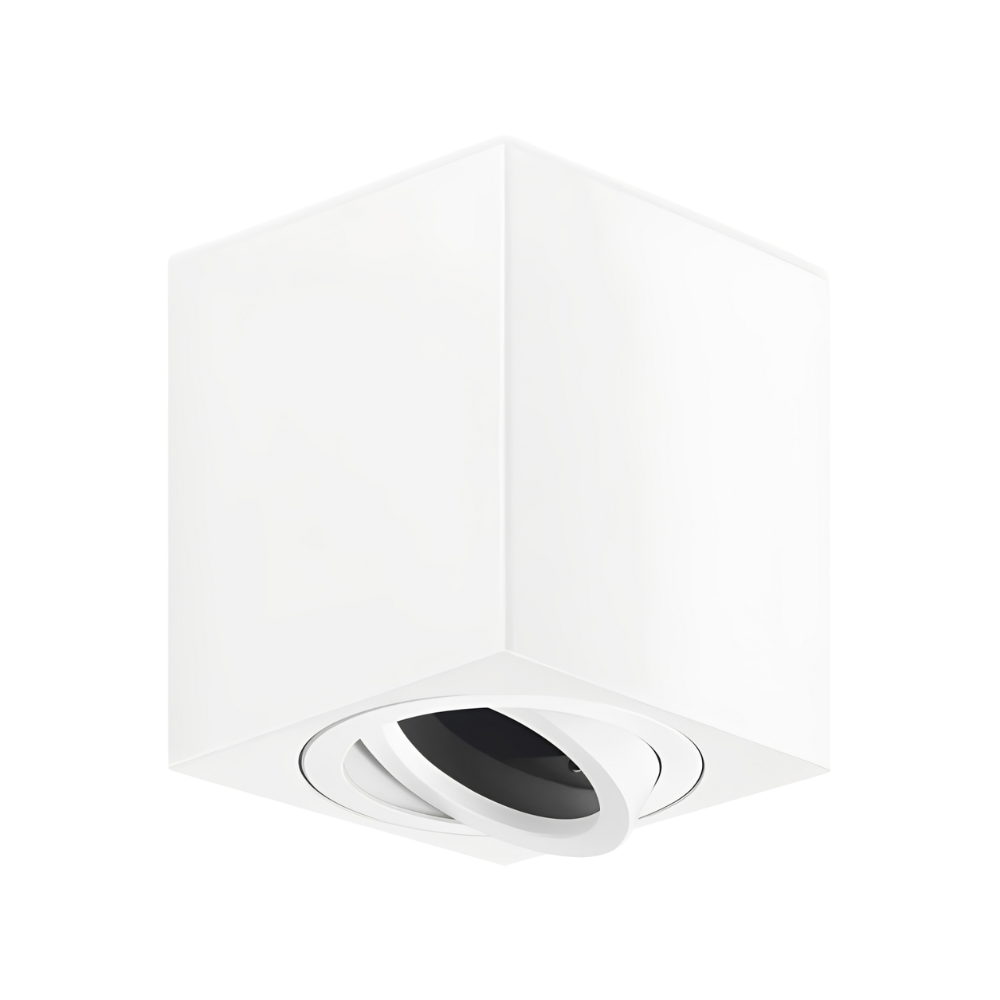 Aplique de Teto Quadrado Alumínio Branco P/ Lâmpada GU10 LED7