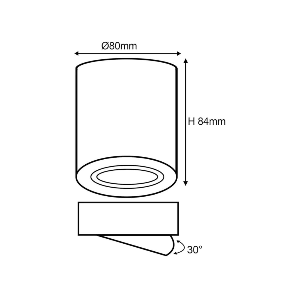Aplique de Teto Cilindro Alumínio Preto P/ Lâmpada GU10 LED7