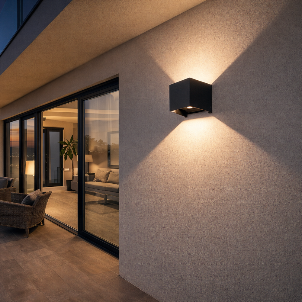 Aplique LED CUBO Preto /Cinza 6W 600LM CCT IP54 LED7