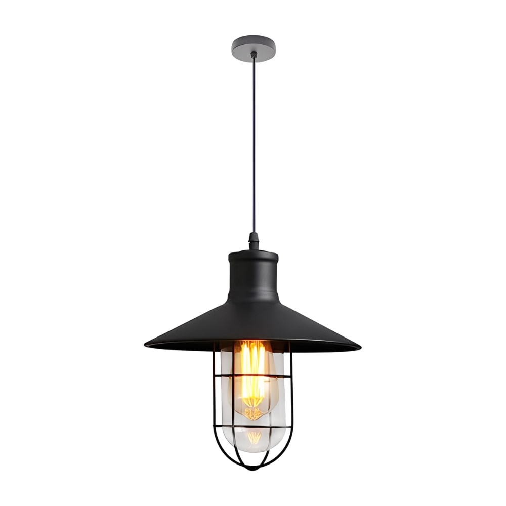Candeeiro de Suspensão Preto P/ Lâmapda E27 Ø270mm*H270mm LED7