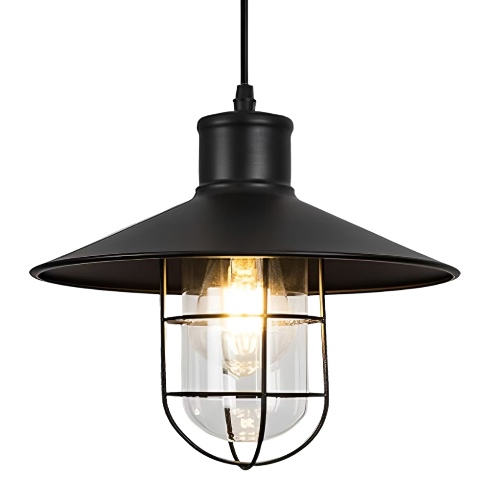Candeeiro de Suspensão Preto P/ Lâmapda E27 Ø270mm*H270mm LED7