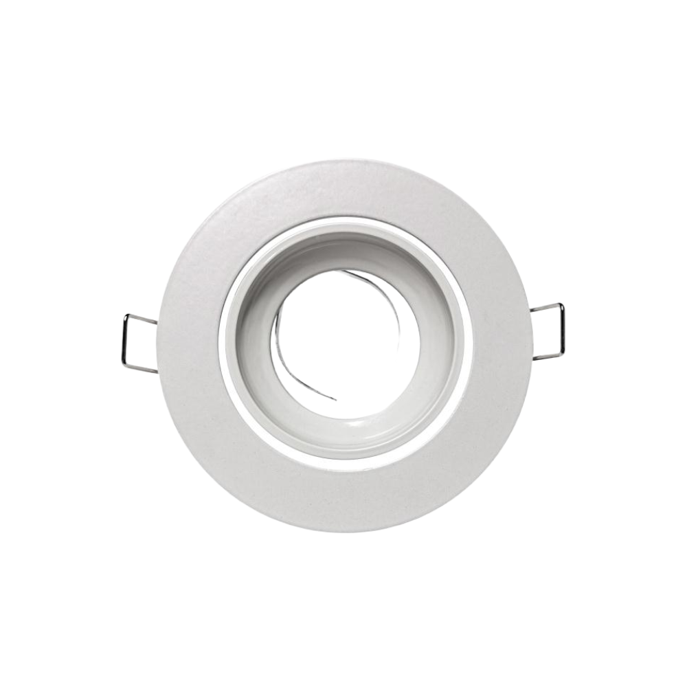 Aro Redondo Downlight Branco+Preto Orientável para Lâmpadas GU10 em Alumínio