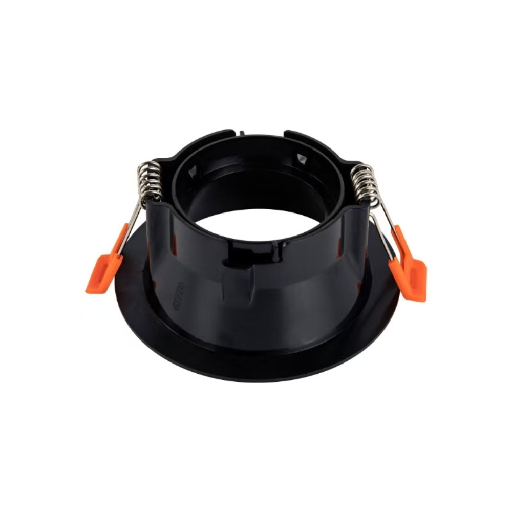 Aro Redondo Downlight Preto Fixo p/ Lâmpadas GU10 em PVC