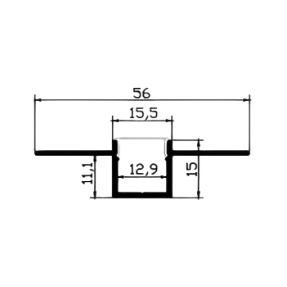 Perfil/ Calha de Alumínio Flexível com Difusor 2M P/ Embutir LED7