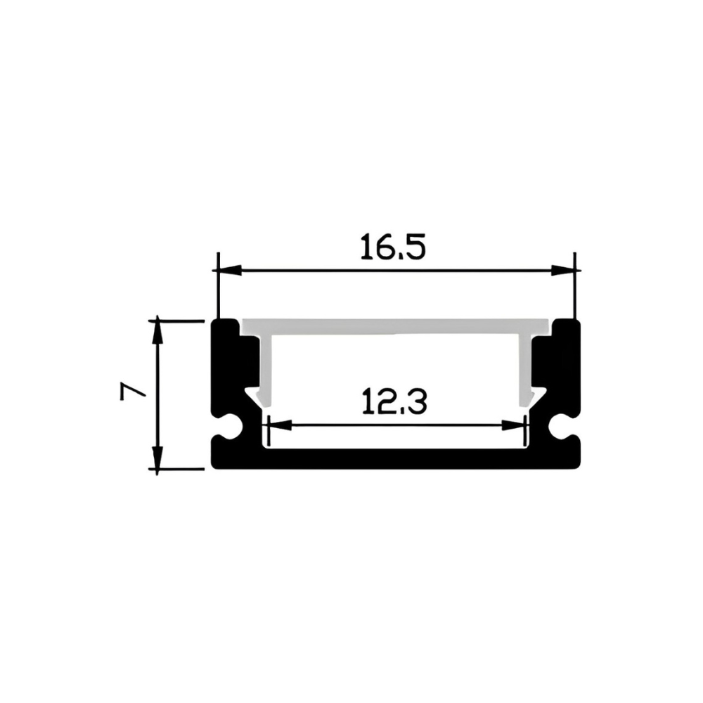 Perfil de Alumínio Cinza/Preta Saliente c/ Difusor 2 Metros LED7