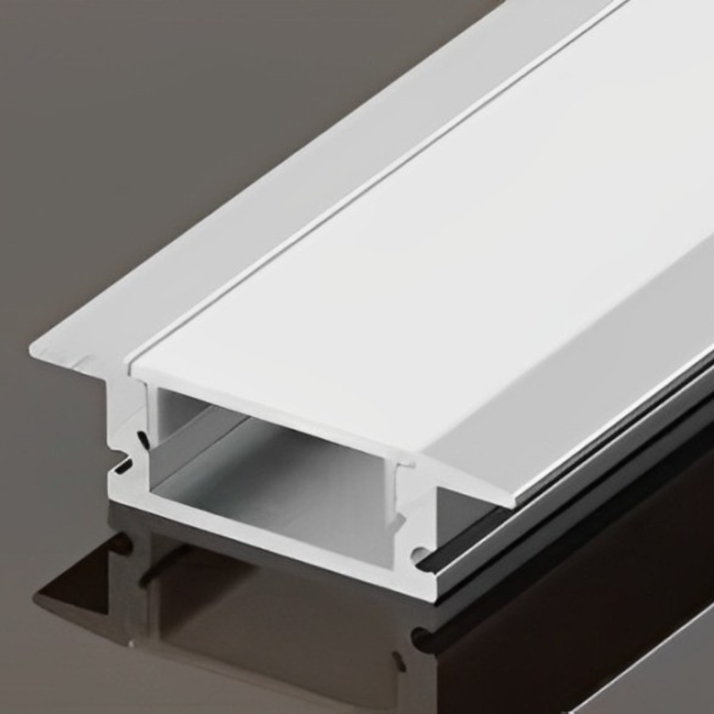 Perfil de Alumínio Cinza/Preta p/ Encastrar c/ Difusor 2 Metros LED7