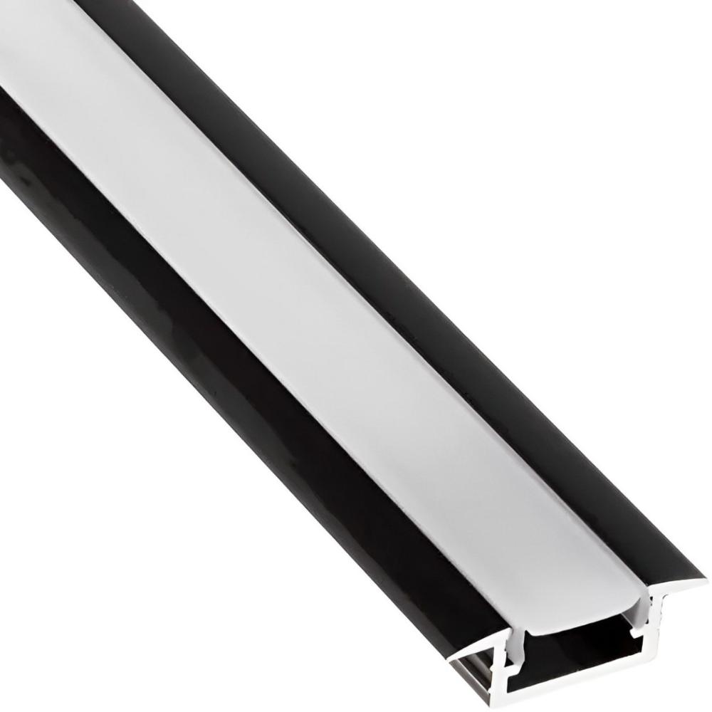 Perfil de Alumínio Cinza/Preta p/ Encastrar c/ Difusor 2 Metros LED7