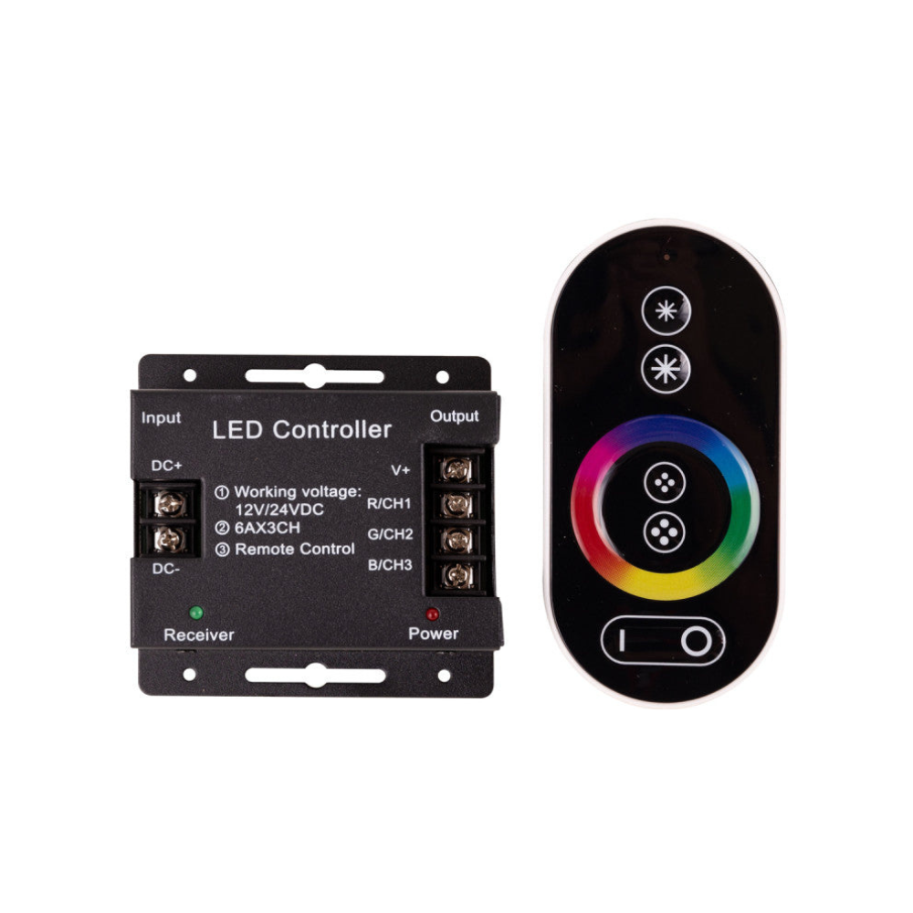 Controlador Dimável Para Fita 12V-24V 3K/4K/6K/RGB Com Touch Bar LED7