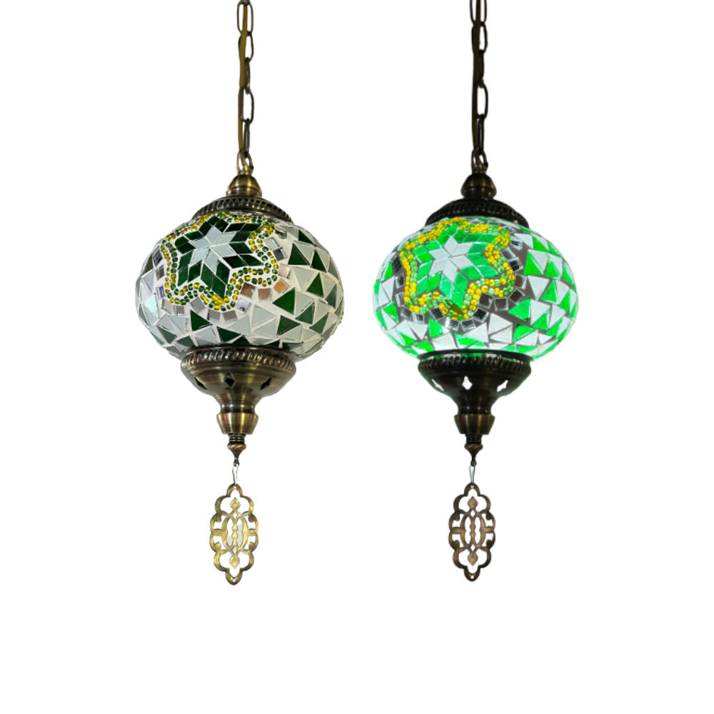 Candeeiro de Suspensão Mosaico Verde Ø150mm P/ Lâmpada E14 IP20