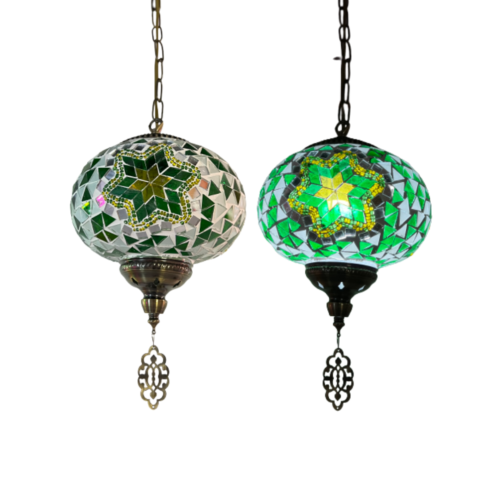 Candeeiro de Suspensão Mosaico Verde Ø200mm P/ Lâmpada E14 IP20