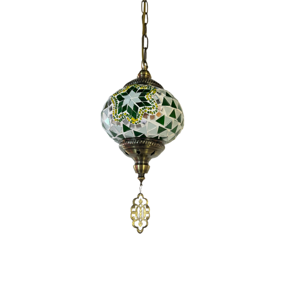 Candeeiro de Suspensão Mosaico Verde Ø150mm P/ Lâmpada E14 IP20