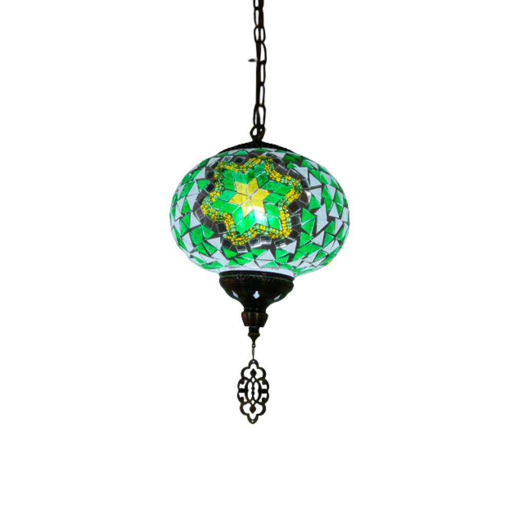 Candeeiro de Suspensão Mosaico Verde Ø200mm P/ Lâmpada E14 IP20