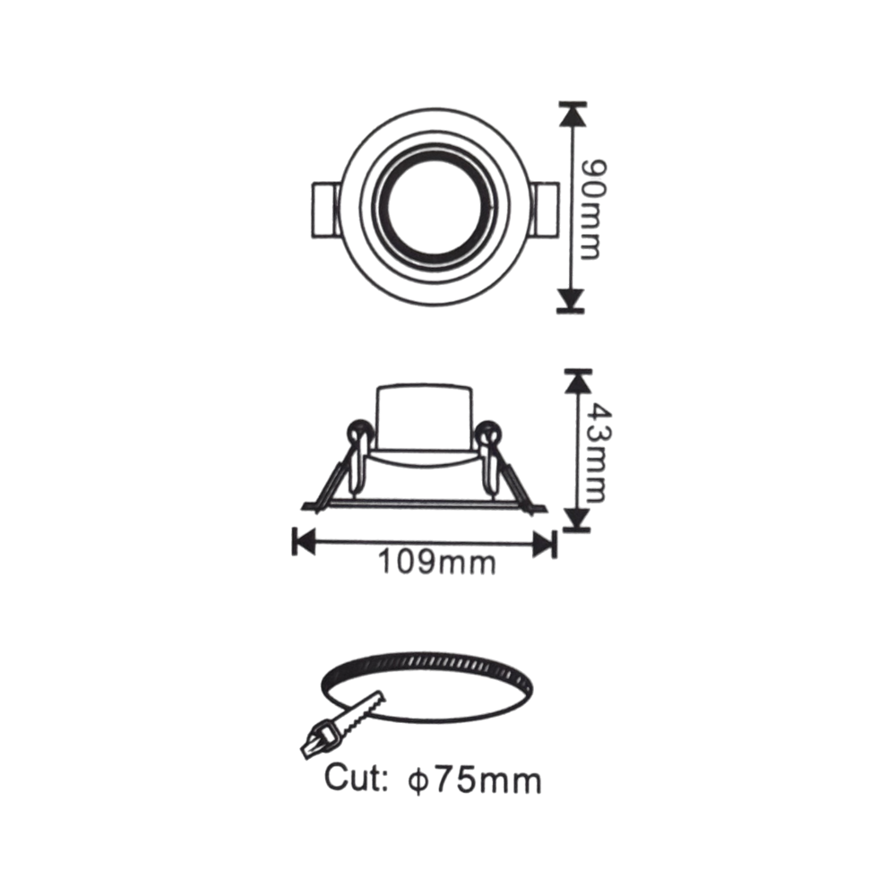 Downlight LED OS 7W 750LM IP20 Ø90MM*43MM CORTE: Ø75MM OS9065R LED7