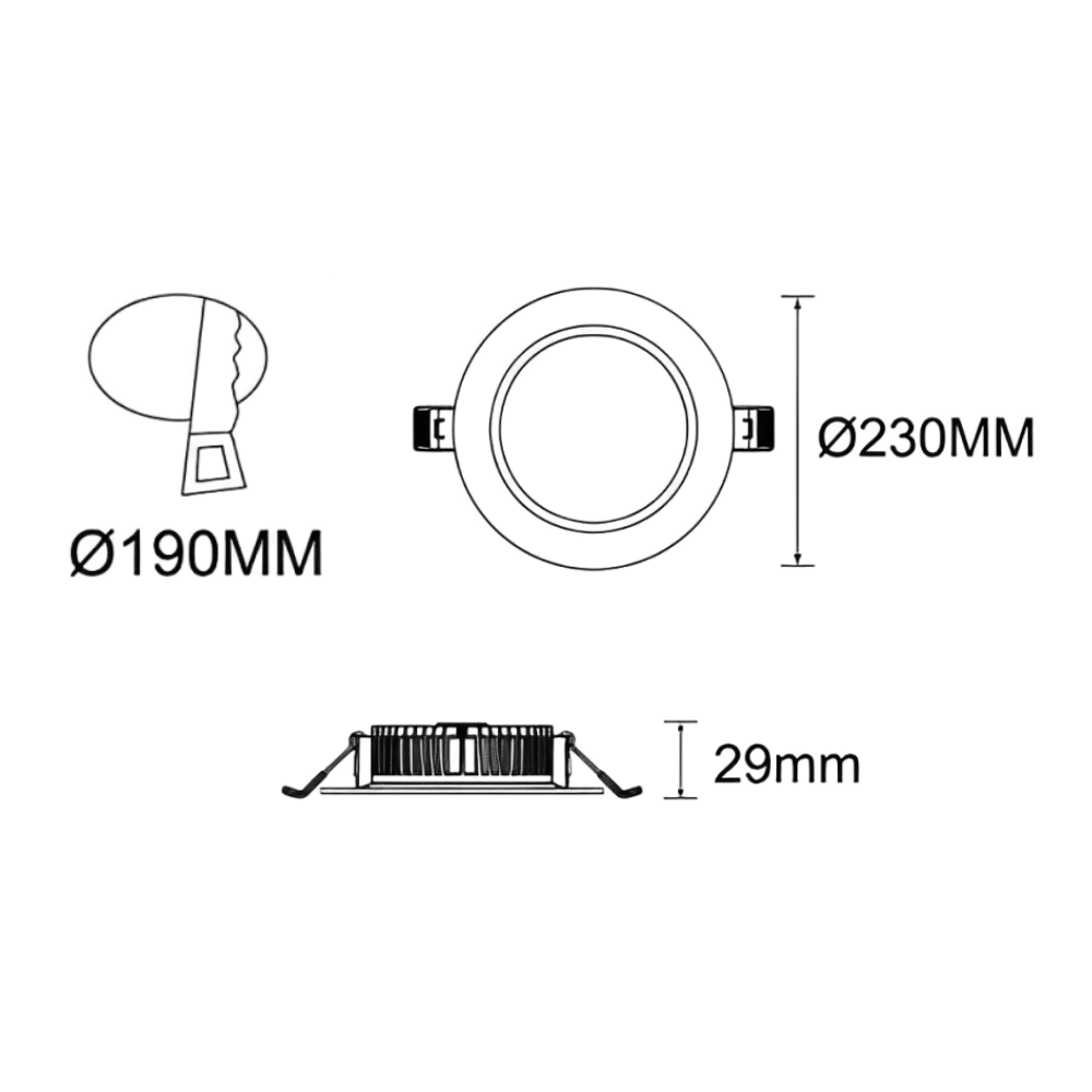 DOWNLIGHT LED 30W 2600LM CCT IP44 Ø230*29mm CORTE: 190mm LED7