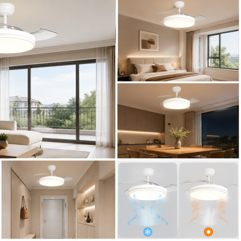 Ventilador de Teto LED 30W 3CCT Com Comando e 6 Níveis de Velocidades LED7