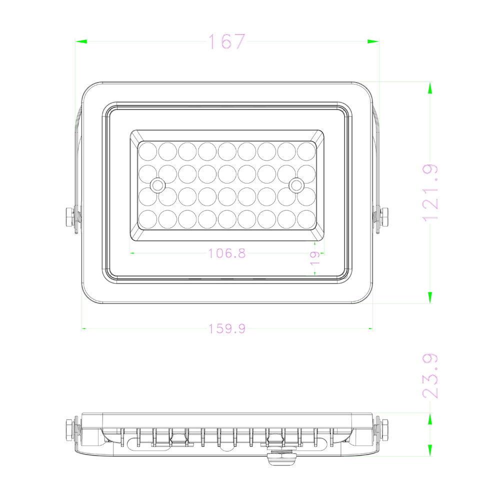 PROJETOR LED EXTERIOR FL9 CINZA 30W 2700LM IP65 LED7