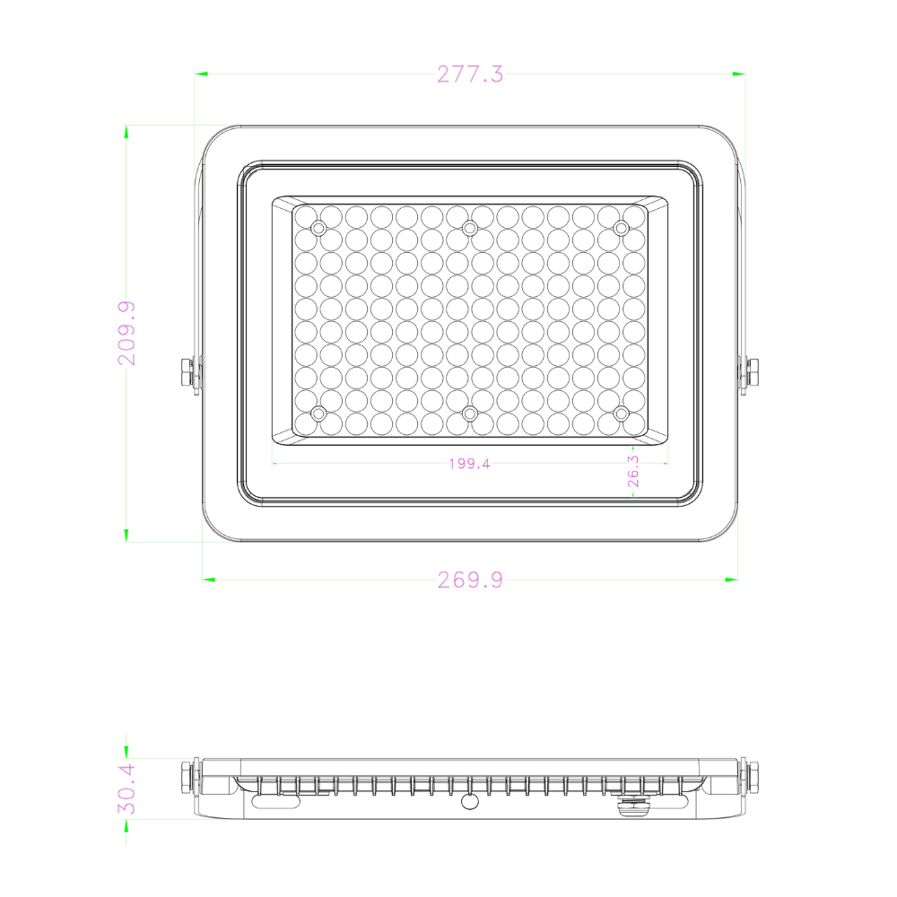 PROJETOR LED EXTERIOR FL9 CINZA 100W 9000LM IP65 LED7