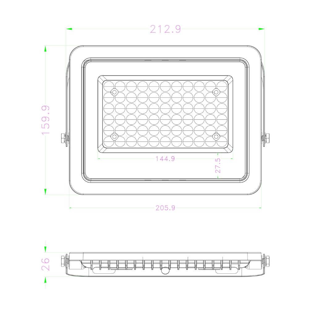 PROJETOR LED EXTERIOR FL9 CINZA 50W 4500LM IP65 LED7