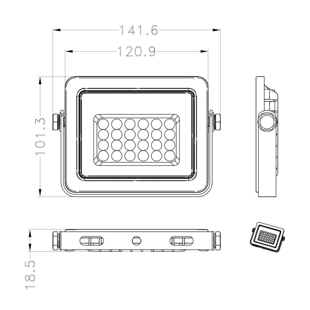 PROJETOR LED EXTERIOR FL9 CINZA 20W 1800LM IP65 LED7