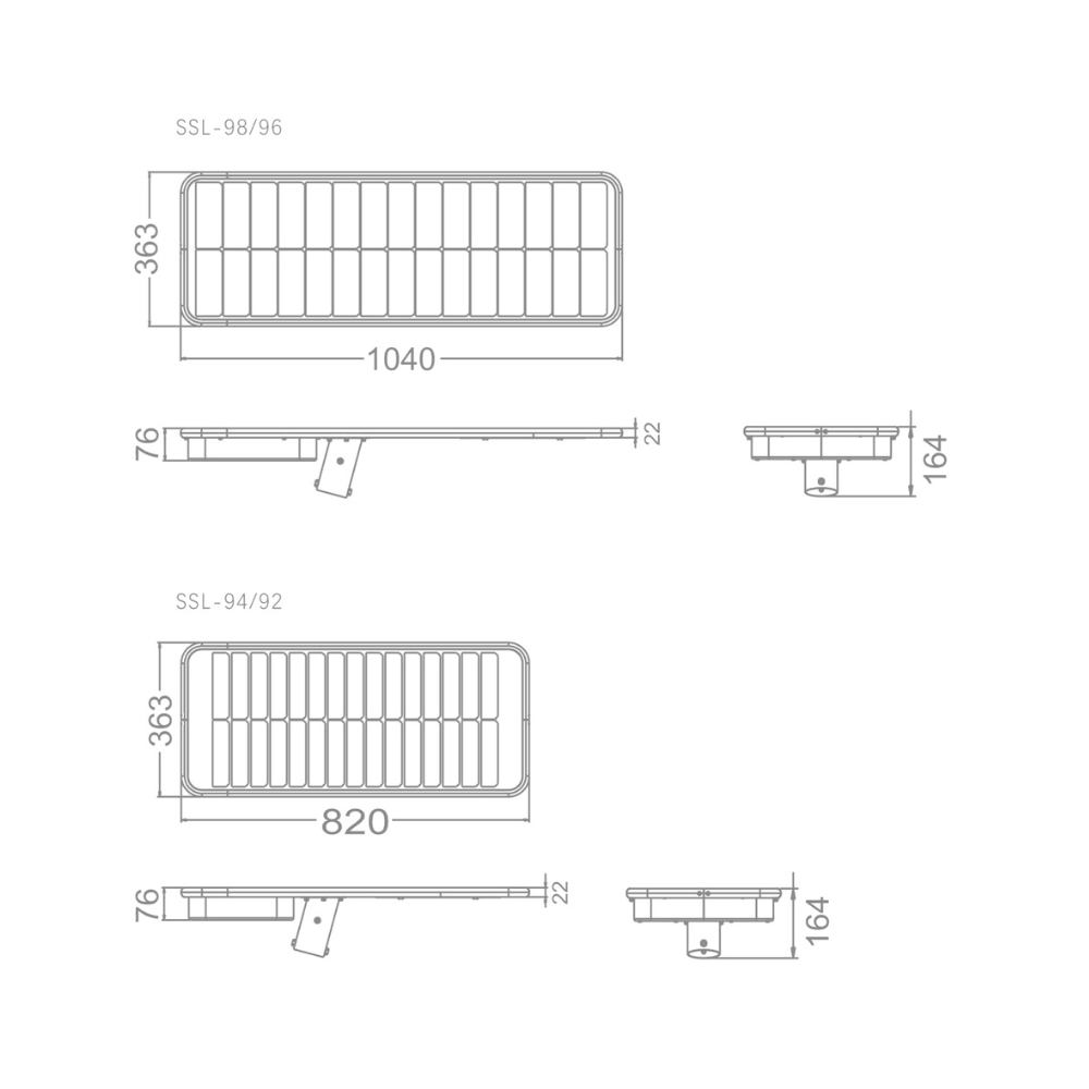 Projetor Solar Público SSL-96 3000K 60W 6000LM IP65 - iLed7.com