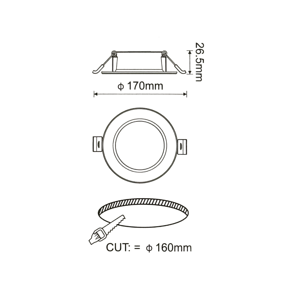Downlight TP170 12W IP44 12W 4000K 1100LM Ø170mm