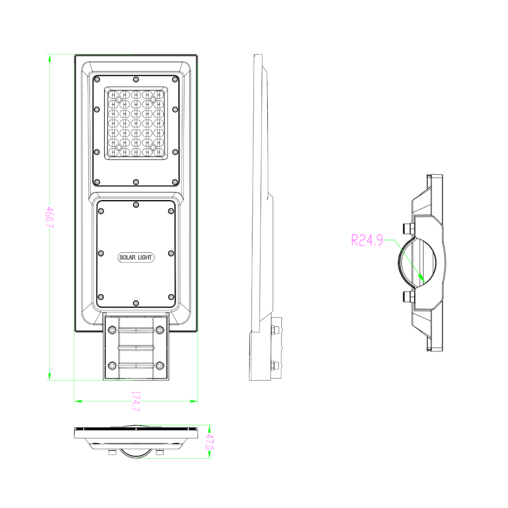 Projetor Solar TR08 100W 1100lm 6000K IP65 c/ Comando e Sensor - iLed7.com