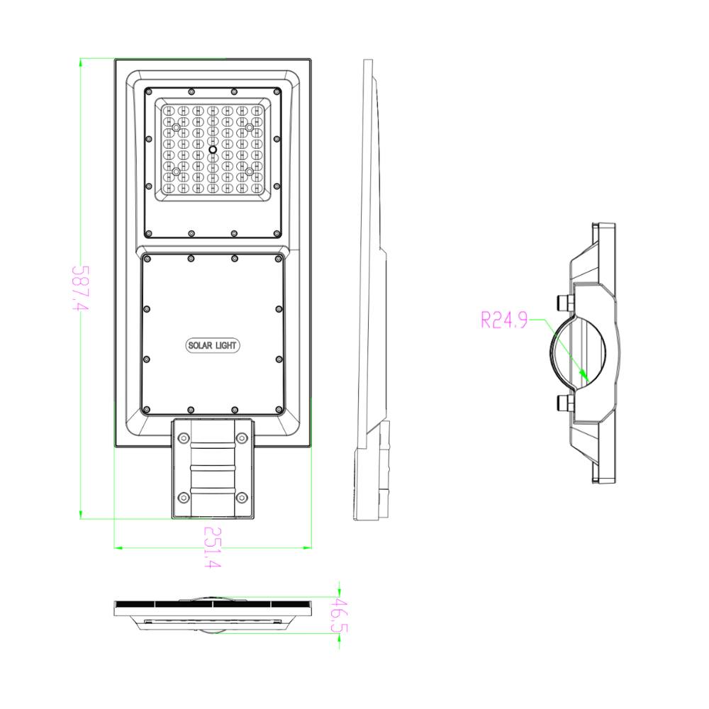 Projetor Solar TR08 200W 2200lm 6000K IP65 c/ Comando e Sensor - iLed7.com
