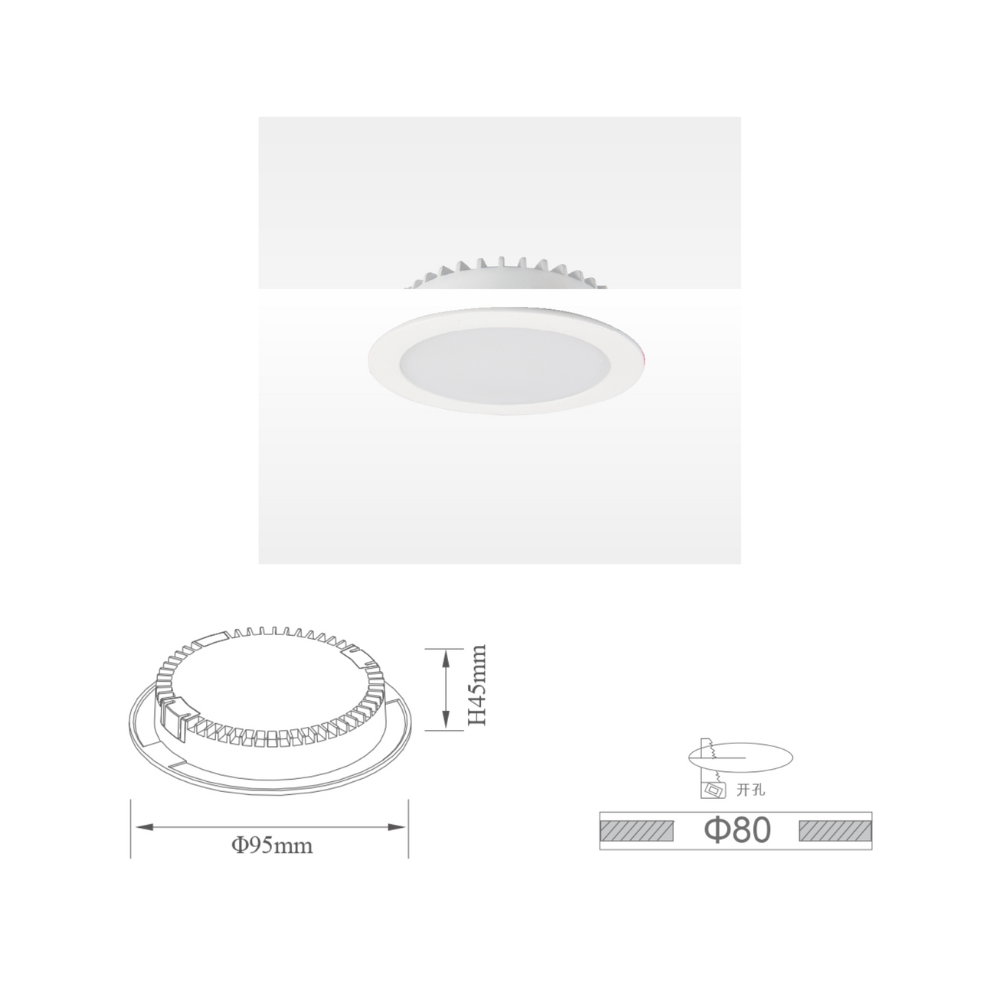 Downlight Redondo LED X308A 10W 3000K/4000K 768lm IP44 Chip OSRAM - iLed7.com