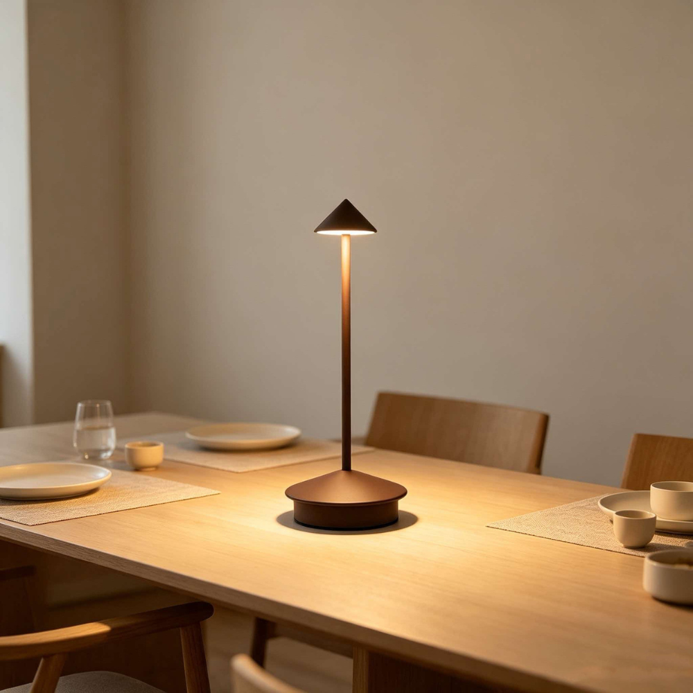 Mini Candeeiro de Mesa CCT 1W Castanho Recarregável LED7