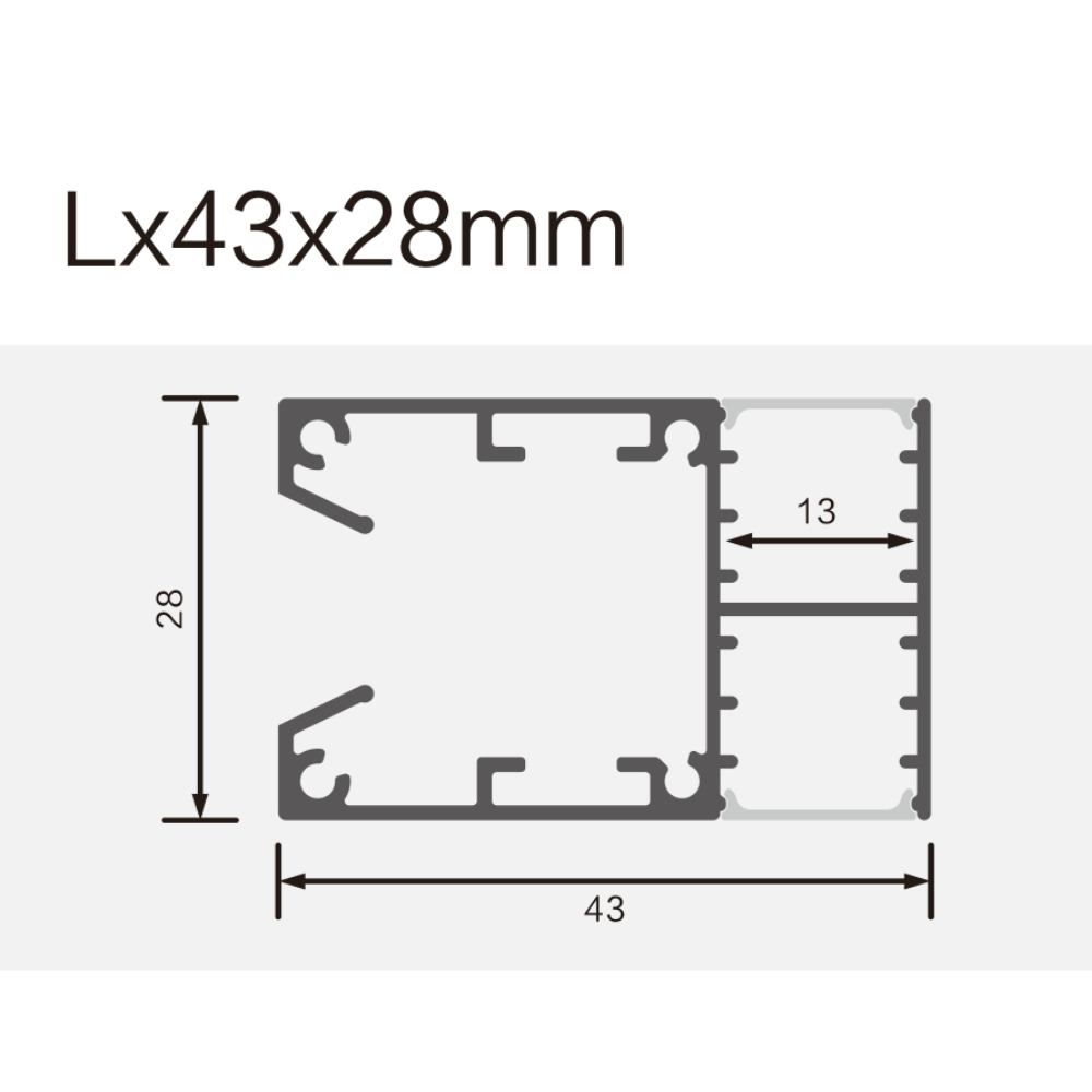 Perfil de Alumínio Retangular c/ Tampas BD2 2Metros p/ Fita LED - iLed7.com