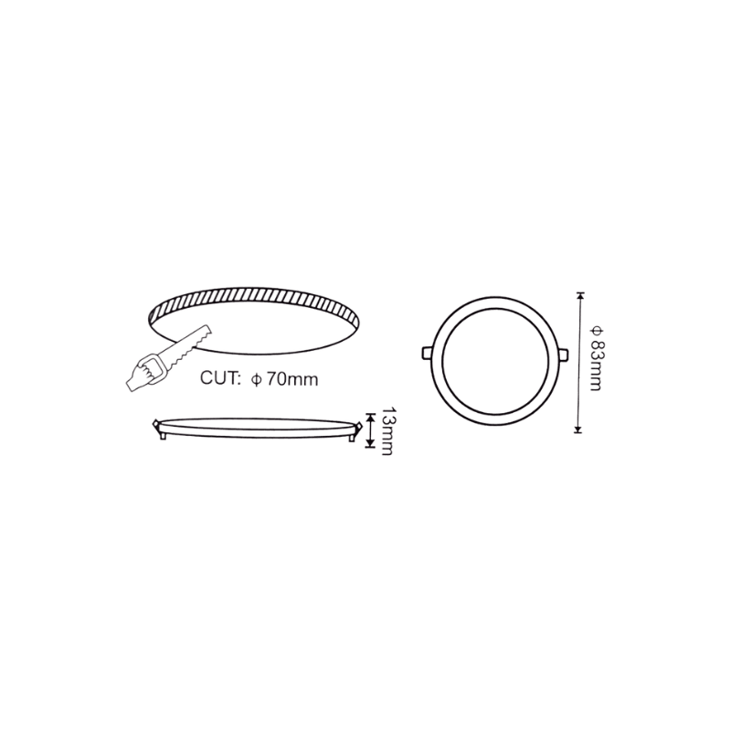 Painel Led Redondo Encastrar 5W 380lm Ø83mm - iLed7.com