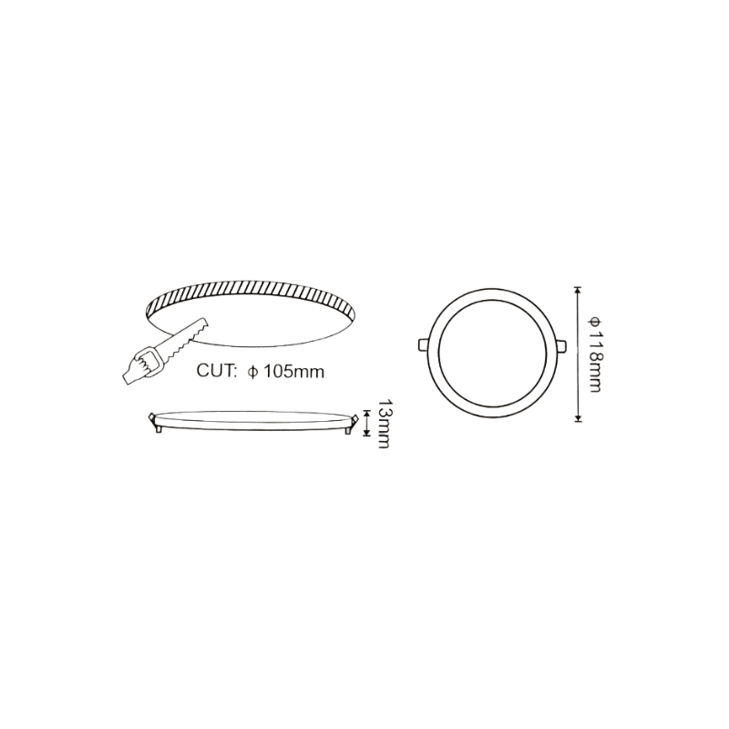 Painel Led Redondo Encastrar 6W 450lm - iLed7.com