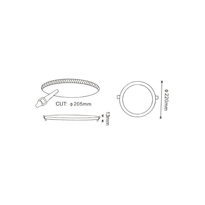 Painel Led Redondo Encastrar 18W 1550lm - iLed7.com