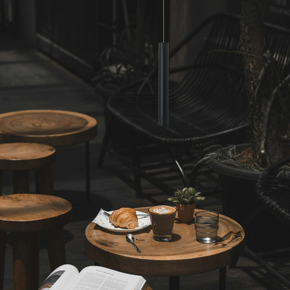 Candeeiro de Suspensão Tubular Preto P/ Gu10 Mini IP20 LED7