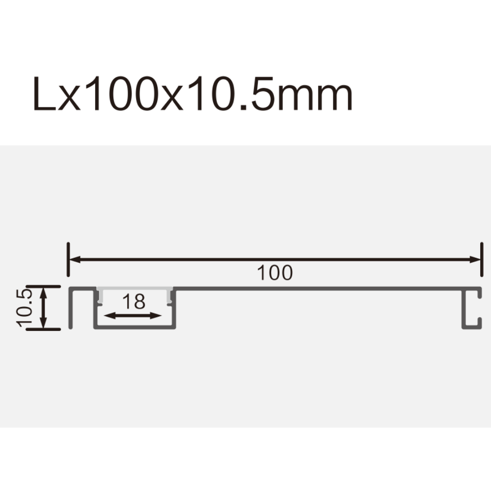 Perfil de Alumínio Retangular Fino c/ Tampa T100 2Metros p/ Fita LED - iLed7.com