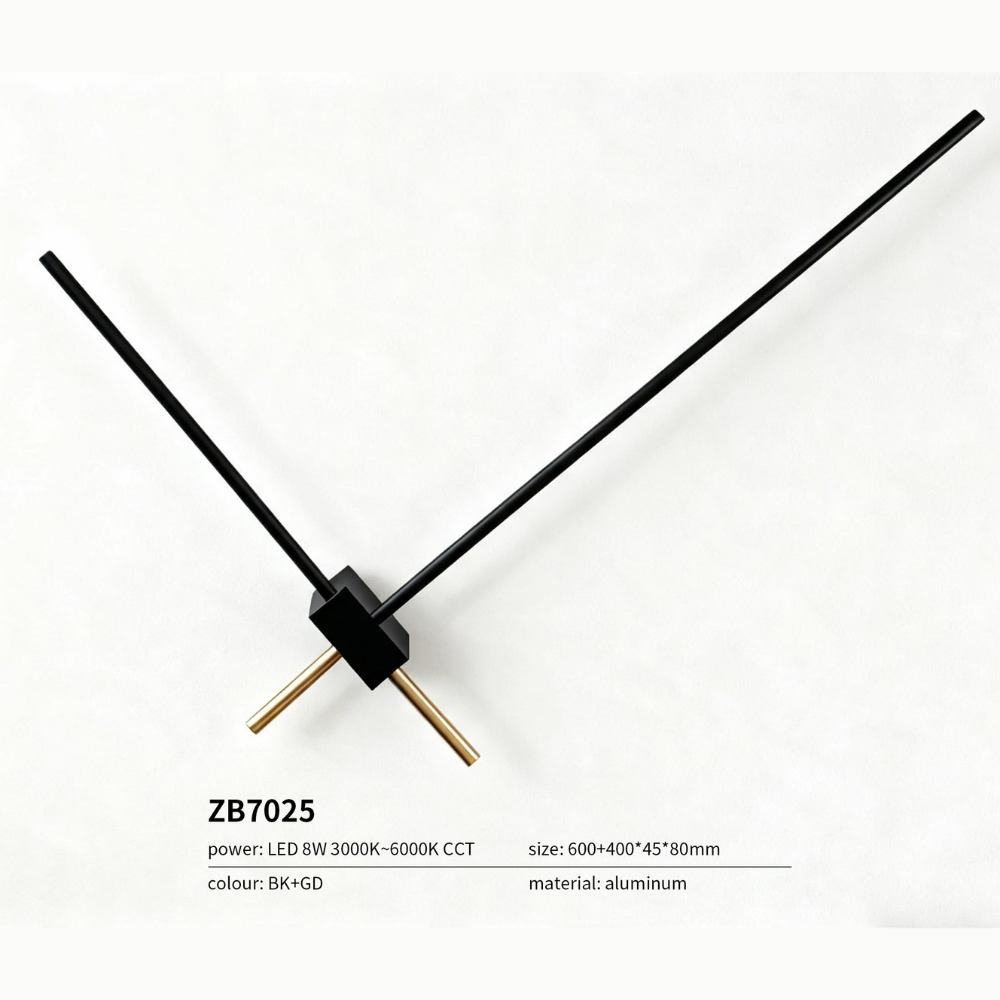 Aplique de Parede LED Design Cruzado 8W CCT – Preto e Dourado