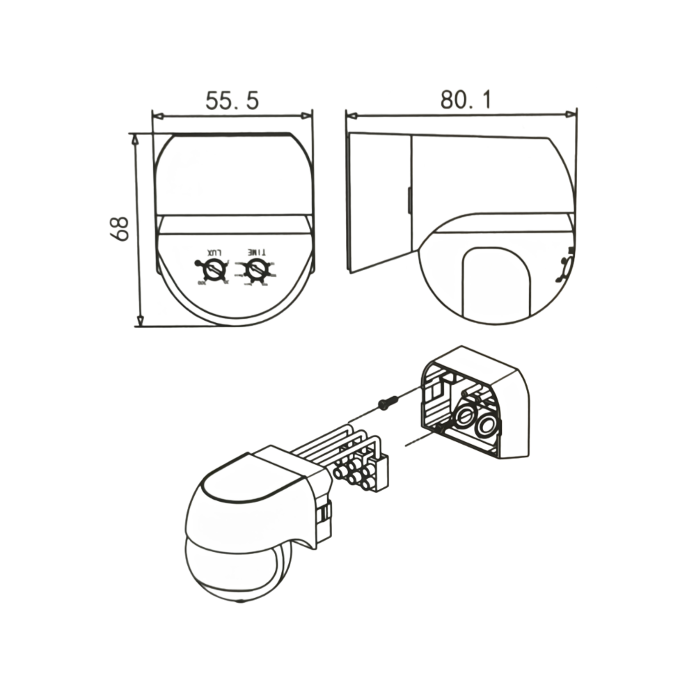 Sensor de Movimento de Parede Com Deteção de 180º Para Interior IP44